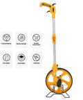 Glomora Measuring Wheel Double Folding Accurate 0-9999.9m Portable Distance Measuring Wheel for Work Projects with clear display.