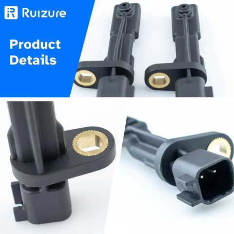 Premium Rear Abs Wheel Speed Sensors Knock Out Dash Warning Lights Smooth Street Handling Direct Fit For Jeep Wrangler Liberty Dodge Nitro 2007 Through 2017 Zero Hassle Install Two Pack, close-up view of two sensors.