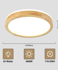 Modern LED Flush Mount Ceiling Light Fixture Circular Wood And Acrylic Close To Ceiling Lighting Dope Minimalist Look 11.8 Inch