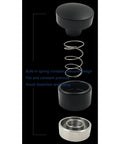 Real Deal Espresso Coffee Distributor With Quick Rebound Action And Durable Stainless Steel Build For No Sweat Manual Tamping And Big Time Cafe Vibes At Home Or Local Shop showing parts with spring and stainless components.