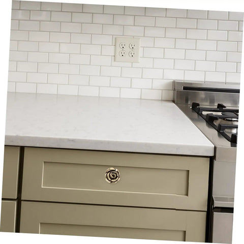 Installed Two Pack Vintage Rose Flower Cabinet Knobs For Kitchen Cabinets And Furniture Decorative Drawer Pull Handles on cupboard drawer