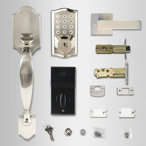 Smart Keypad Door Lock With Handle, Tuya WiFi App Control, Fingerprint And Code Entry, Keyless Deadbolt, Satin Nickel parts