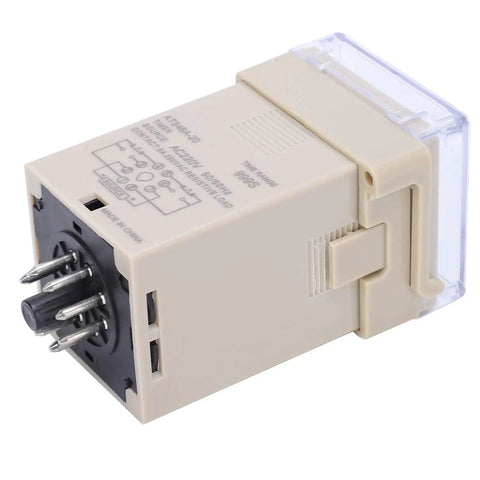 3D LED Digital Time Relay For AC220V Industrial Automation, Adjustable Timing And Cycle Delay Control Unit, Digital Setting Interface, Pro Grade Delay Module For Machinery And Equipment beige relay front view