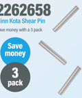 Motor Prop Shear Pins 2262658 Stainless Steel 3 Pack Backup Pins For Trolling Motors MKP 33 MKP 38 image with three pins.