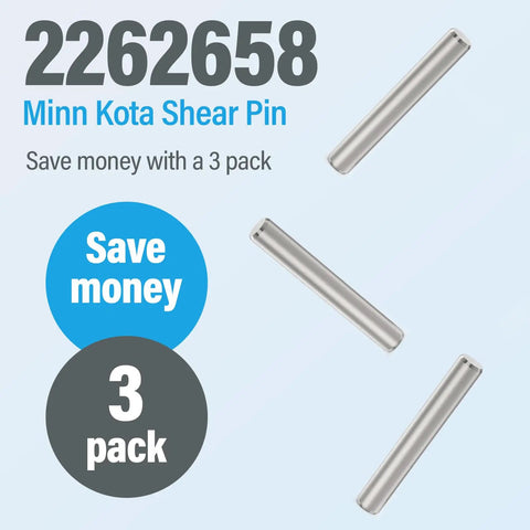 Motor Prop Shear Pins 2262658 Stainless Steel 3 Pack Backup Pins For Trolling Motors MKP 33 MKP 38 image with three pins.
