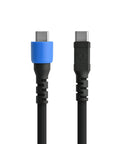 Close-up of two USB-C cables in black and blue, compatible with FixHub Portable Soldering Station With Quick Heat Up And Two Smart Ports.