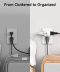3 Pack White 90 Degree Wall Outlet Extender That Turns One Socket Into Three Extra Plugs Ideal For Cramped Spaces And Dorm Digs.