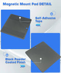 Self Adhesive Magnetic Mount Pad For Aluminum Cabs No Drilling 8 Pack, detail of self-adhesive tape and powder coated finish.