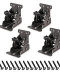 Premium Heavy Duty Folding Table Brackets 4 Pack Rock Solid Collapsible Shelf Supports With Self Lock Design for secure hold, featuring black steel construction.