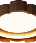 Top Shelf Wood Grain Led Ceiling Light Fixture, Solid Flush Mount With Mid Century Modern Vibe, soft glow and wood accents.