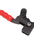 Heavy Duty Toggle Clamp With Arrow Storage Case For Boxes And Suitcases That Push Pull Fastens Easily So You Can Secure Gear Without Wasting Time On Complicated Latches Or Broken Hardware During Your Next Big Adventure Outdoors, black metal red handle