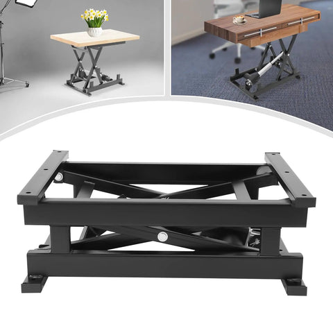 Heavy Duty Electric Lift Table With 250 Lb Capacity Single Scissor Design Foldable Hydraulic Platform from side view showing scissor mechanism.