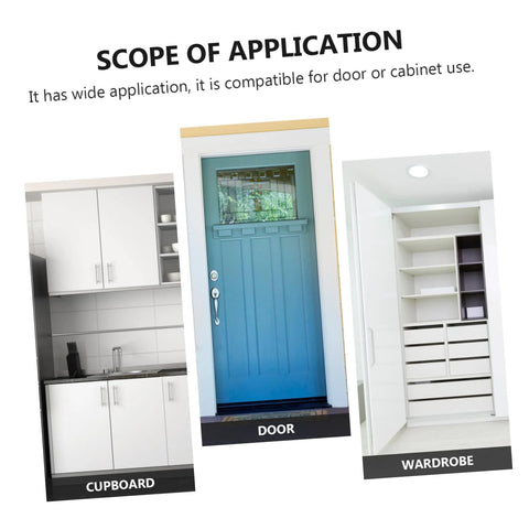Scope of application for heavy-duty cabinet door hinges showing cupboard, door, and wardrobe compatibility.