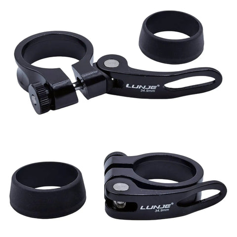 Quick Release Bike Seat Post Clamp Aluminum Alloy Collar For 28.6mm, 31.8mm Or 34.9mm Seat Posts Easy Install Lightweight Durable Bicycle Seat Clamp With Silicone Dust Cover For Water Protection