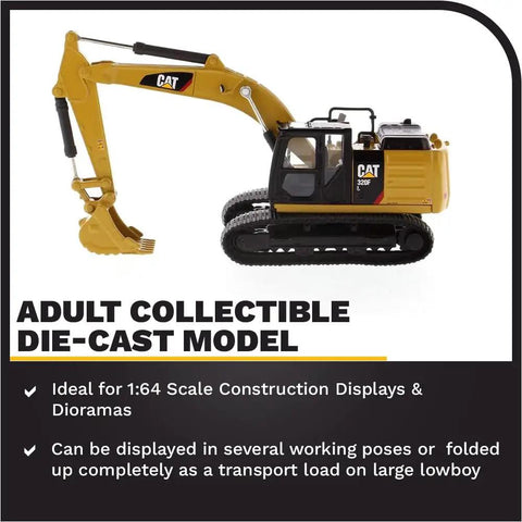 1:64 Scale Cat 320F L Hydraulic Excavator Diecast Model 85690, side view, Power Edge paint, working boom, tracked base.