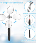 Six Piece Telescoping Inspection Mirror Set With 360 Degree Rotating Heads Retractable Long Handles shown with features.