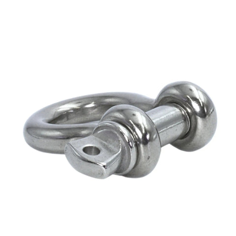 316 Stainless Steel Bow Shackle With Oversized Screw Pin For Anchor And Tow Recovery Off Road Use 3/8 Inch Size With 7/16 Inch Pin close-up