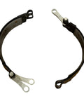 Brake band assembly for Case IH tractors, black steel with silver mounting lugs, front view