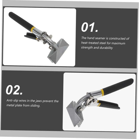 3 Inch Hand Seamer Metal Bending Tool for Sheet Metal and Roofing Straight Jaw Pliers Anti Slip Clamps Edge Seam Bender