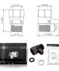 Go-To Shower Flow Control Valve With Brass Body And Lever Handle, installation guide and packaging, oil-rubbed bronze finish.