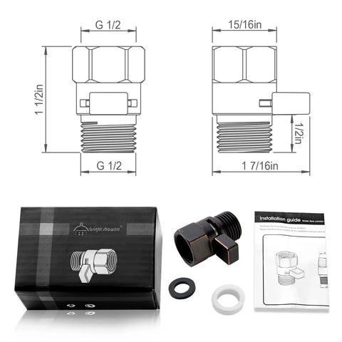 Go-To Shower Flow Control Valve With Brass Body And Lever Handle, installation guide and packaging, oil-rubbed bronze finish.