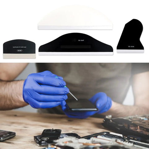 Badass Silicone Screen Protector Scraper For Phone Tablet Laptop Film Application Smooth Glide Anti Scratch Applicator showing various sizes.