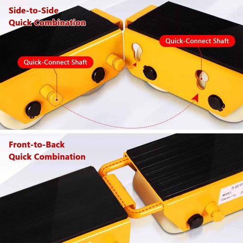 Image showing Rock Solid Nylon Wheel Combo Machinery Skate Dolly With Handle For Straight Up Heavy Gear Hauling modular quick-connect features.
