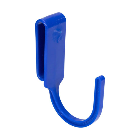 Workhorse Tool Hook And Trowel Hanger A Dependable Hand Tool Carrier that clips to tool belts, blue heavy-duty metal hook design.