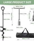 Rock Solid Legit Heavy Duty 18 Inch Ground Anchors Screw In Earth Stakes T Handle Wrench size and dimensions detail.