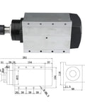 Works Like A Charm 3.0KW Cnc Router Spindle Motor Air Cooled Assembly side view with dimensions for precise engraving.