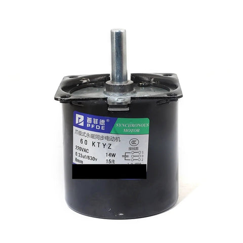 Heavy Duty 220V 14W Permanent Magnet Synchronous Motor With 8 MM Center Shaft And Easy Install Bracket, close-up view.