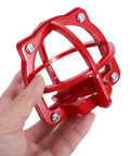 Bad Boy Fire Sprinkler Head Guard Cage To Dodge Dents And Kick Damage Real Quick On 3 34 Inch Fixtures showing red steel cage held in hand.