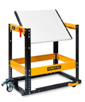 Flip Top Tool Stand With Caster Wheels, Mobile Workbench For Benchtop Power Tools, Heavy Duty Alloy Steel, 300 Pound Capacity, side view