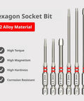 Must-Have Pagoda Hex Screwdriver Bits Set With S2 Steel Magnet Hold For Power Impact Driver Electric Drill High Torque Smooth Performance Fits Home Repairs And Pro DIY Jobs To Crush Any Project Fast Like A Boss. Six TS2 hex socket bits, 6.35mm hex, 65mm and 100mm lengths