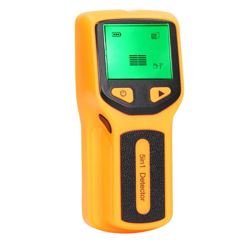 Greensen Stud Finder Wall Scanner 5 in 1 with HD LCD Display for Wood & AC Wire Detection (Yellow) handheld device.