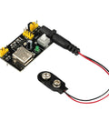 Six Pack Breadboard Power Supply Module 3.3V/5V For Arduino Projects, 6.5-9V DC Input Or USB, Up To 700mA Output with battery clip