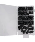 Gotta Fix That Car Engine? This 105 Pcs Vacuum Cap Kit Rocks Flexible Rubber Hose Assortment With Storage Case For Carb Manifolds And Lines Repair, Perfect Seal Every Single Time! open case with black rubber vacuum caps