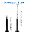 Product size illustration of 2 Piece Adjustable Steel House Jack Post For Foundation Leveling 19 To 36 Inch Extension Built Like A Tank 4400 Pound Load Capacity.