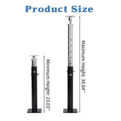 Product size illustration of 2 Piece Adjustable Steel House Jack Post For Foundation Leveling 19 To 36 Inch Extension Built Like A Tank 4400 Pound Load Capacity.