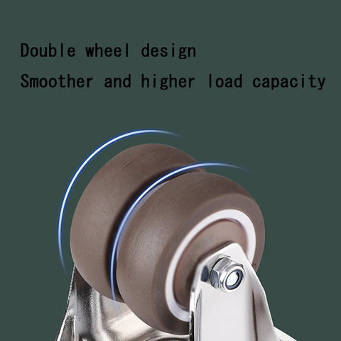 Silent Smooth Cruising Swivel Caster Wheels With Solid Stainless Brackets M12x25mm Threaded Stem Heavy Duty Tpe Rubber Replacement Office Chairs Set Of Five showing double wheel design for higher load capacity.