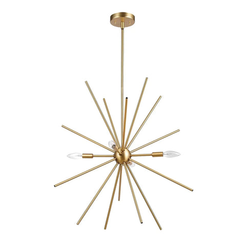 Novogratz Celeste 4 Light Chandelier In Matte Brass Dope Modern Glam Ceiling Fixture With Open Frame Design dynamic starburst shape
