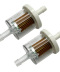 Two Pack One Quarter Inch Inline Fuel Filter Set, 40 Micron Pleated Element For Lawn Mowers, Tractors, And Small Engines