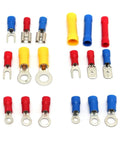 Get The ULTIMATE WVAIUPIX 1200 Pcs Mixed Assorted Lug Kit With Insulated Electrical Wire Connector Crimp Terminals Spade Ring Set Perfect For All Your CLH 22-10 AWG Projects And Heavy Duty Wiring Hauls Today. Assorted insulated crimp terminals with red, blue, and yellow sleeves