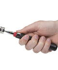 Hand holding 8-Lb Lift Capacity Telescoping Magnetic Pickup Tool With Extendable Shaft Shielding Collar And Nonslip Grip For Lifting Metal