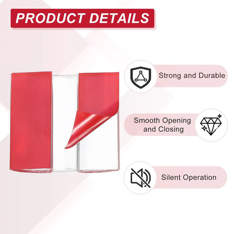 Legit Clear Acrylic Hinges Ridiculously Tough Flexible Design Easy Self Adhesive Mount Heavy Duty Continuous Piano Strip showing peel strip