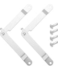 Two Pack 6.7 Inch Folding Lid Stays Built Like A Tank Heavy Duty Metal Hinges No Sweat Setup Ideal For Wooden Crates Display Trunks And Vintage Treasure Chests Silver Hardware with mounting screws.