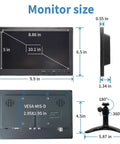 Dimensions of 10.1 Inch Portable Security Monitor With 1024x600 HD Display, BNC AV VGA USB Inputs, Built In Dual Speakers shown