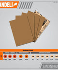 All Purpose Sandpaper Set With 80 120 220 Grits 25 Sheets Of 9x11 Inches Cut To Fit Metal And Wood shown with sanding guide