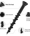 Black flat head screw with cross clamp hole from 75 Piece Drywall Anchors Kit With Pan Head And Flat Head Designs, Anti Rust Coating, Bolt Anchor Set For Hollow Walls, Heavy Duty Hold, Resilient Steel, Holds 50 Lbs In Drywall And 203 Lbs In Wood, Phillips Drive Compatible.