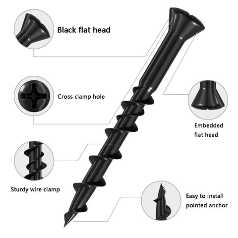Black flat head screw with cross clamp hole from 75 Piece Drywall Anchors Kit With Pan Head And Flat Head Designs, Anti Rust Coating, Bolt Anchor Set For Hollow Walls, Heavy Duty Hold, Resilient Steel, Holds 50 Lbs In Drywall And 203 Lbs In Wood, Phillips Drive Compatible.